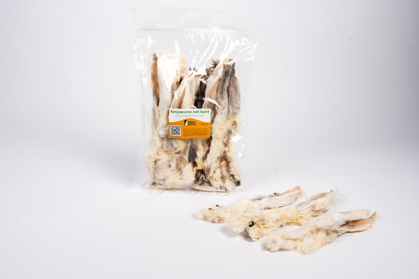 Konijnenoren met Vacht - Hondensnacks - Konijn 200 gram